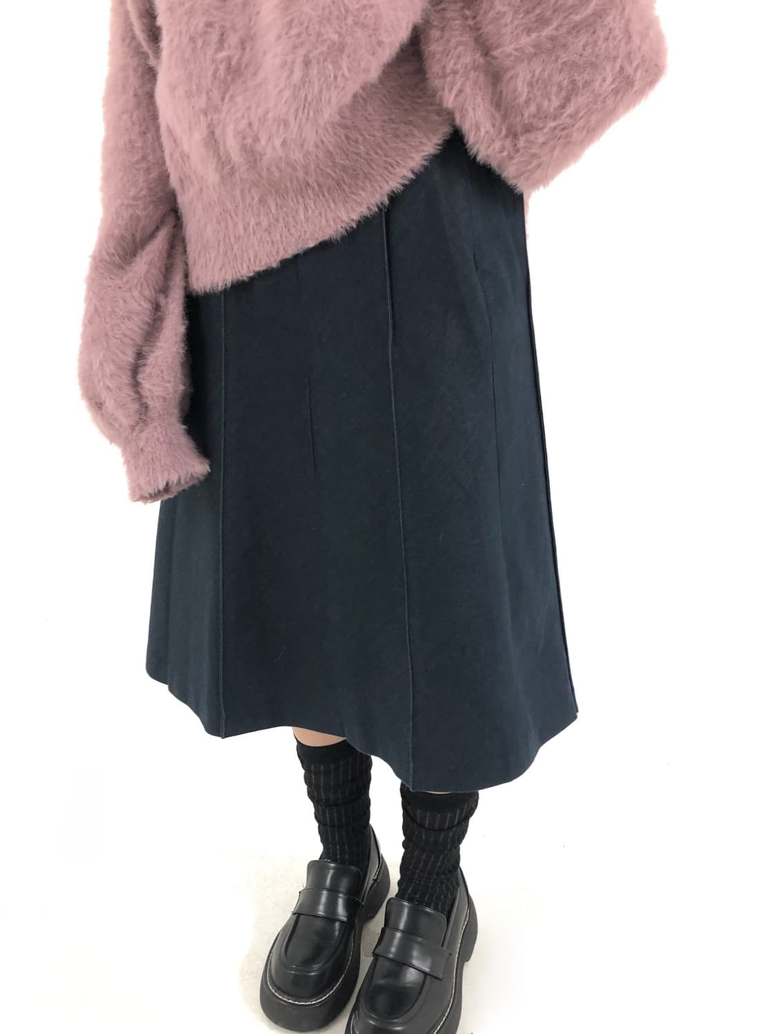 Denim Line Pleated Midi Skirt 상품이미지2