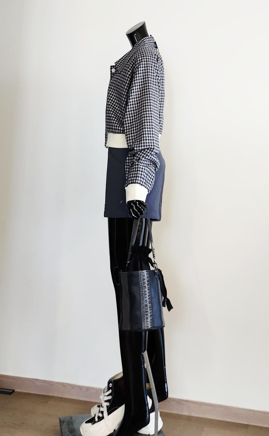 깅엄체크 크롭 자켓  상품이미지3