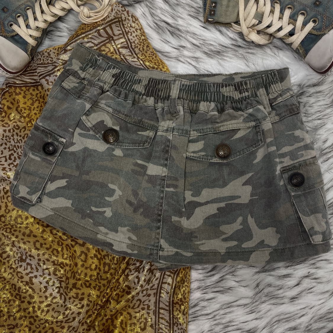 빈티지 카모 카고 스커트 팬츠 상품이미지4
