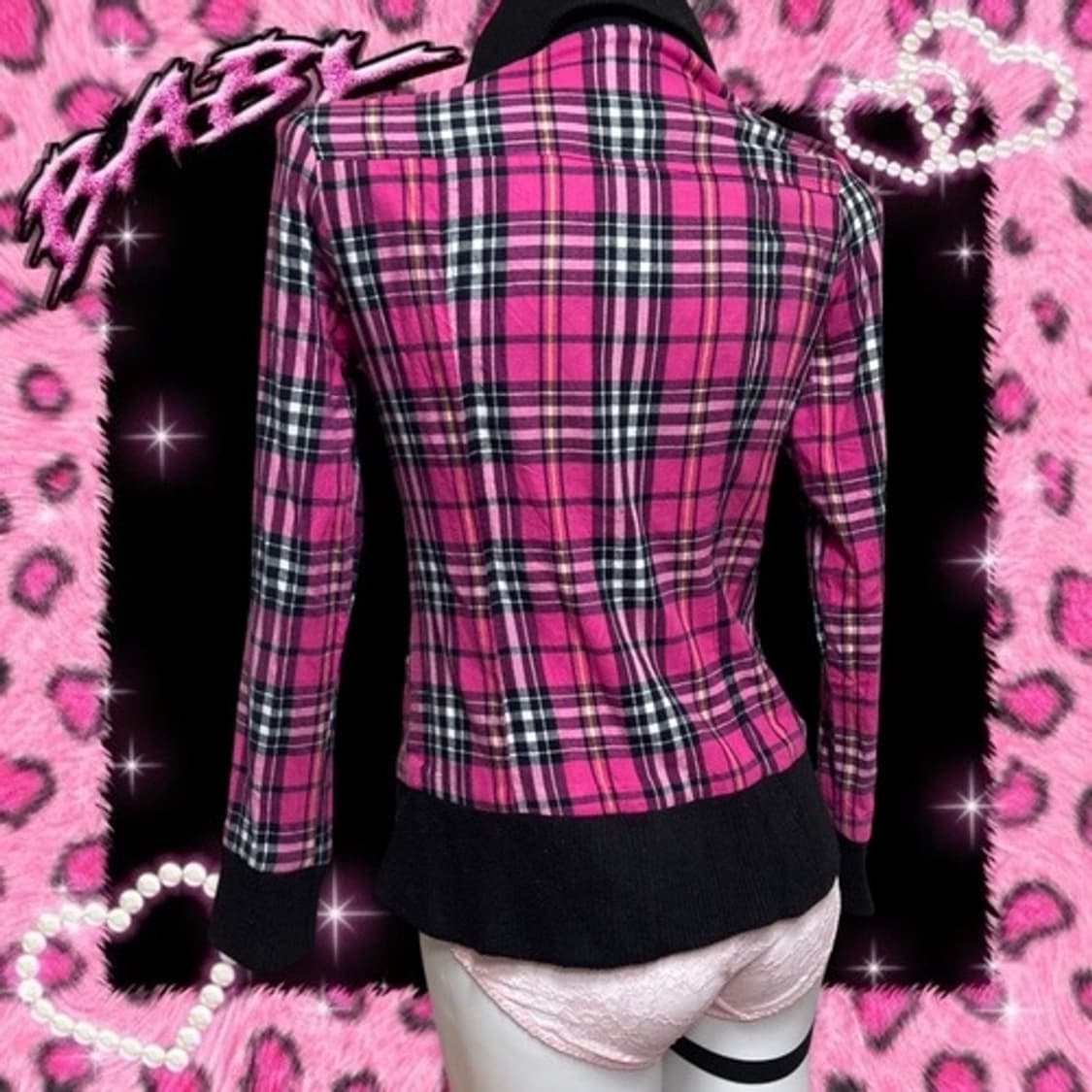 Tralala 핑크 체크 하이넥 투웨이 지퍼 집업 점퍼 캐캐체 상품이미지9
