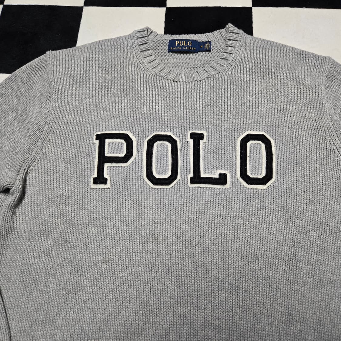 M 폴로랄프로렌 스펠아웃 라운드넥 니트 그레이 변요한니트 상품이미지2