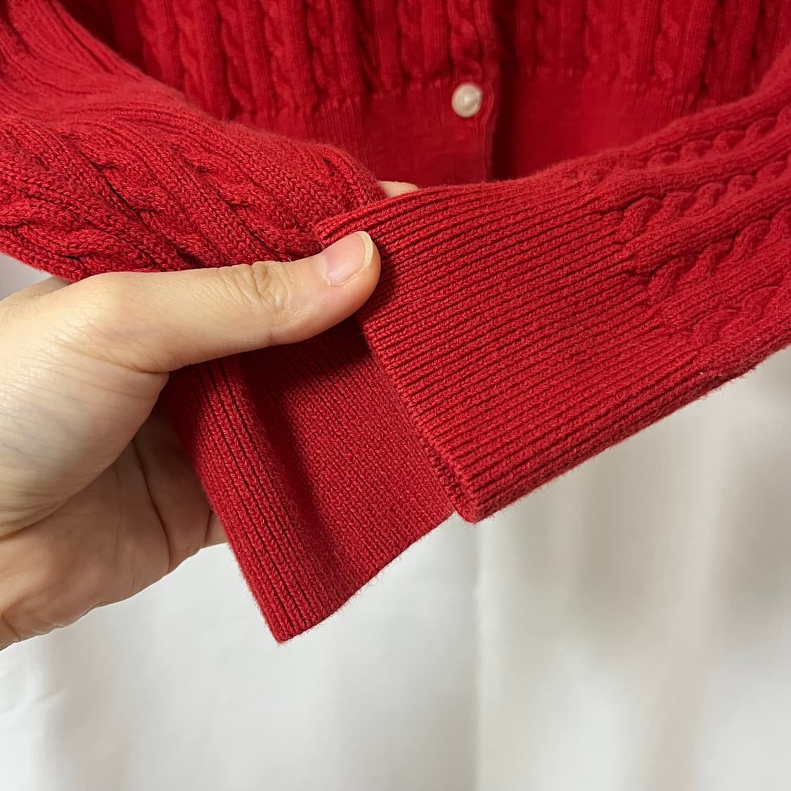 폴로 랄프로렌 케이블 니트 가디건 레드 상품이미지5