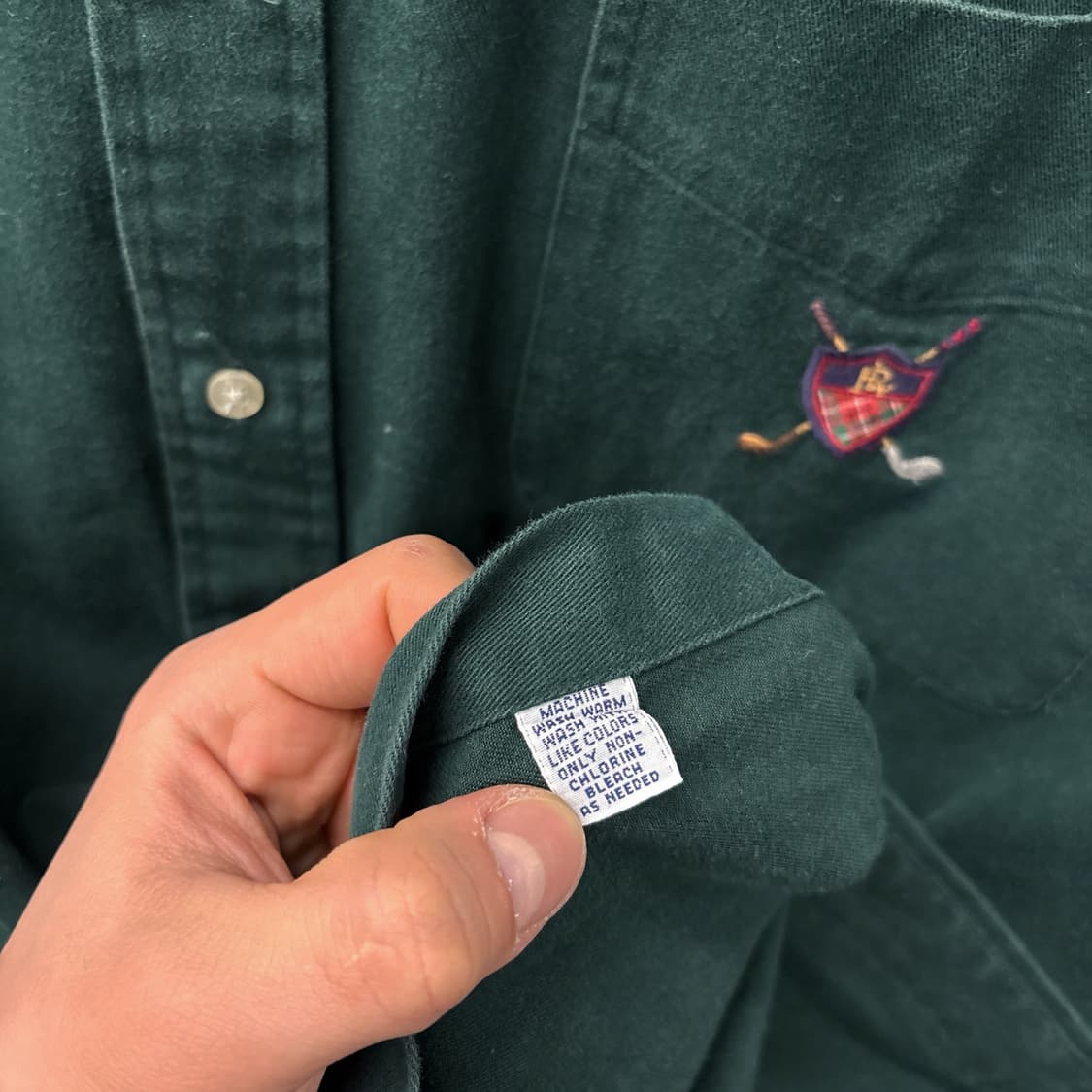 90s 폴로 랄프로렌 골프클럽 와펜 틸덴 코튼 버튼다운셔츠 N933 상품이미지8