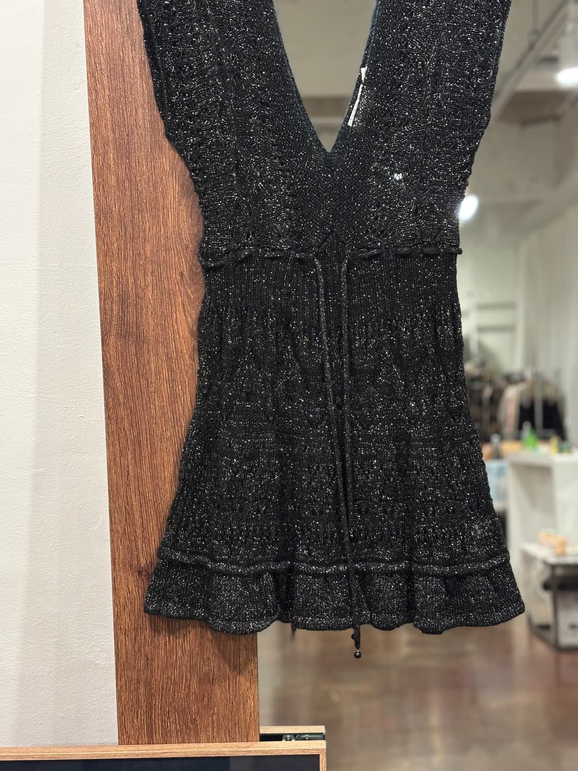 블랙 모헤어 딥 브이넥 유니크 니트 원피스 상품이미지7