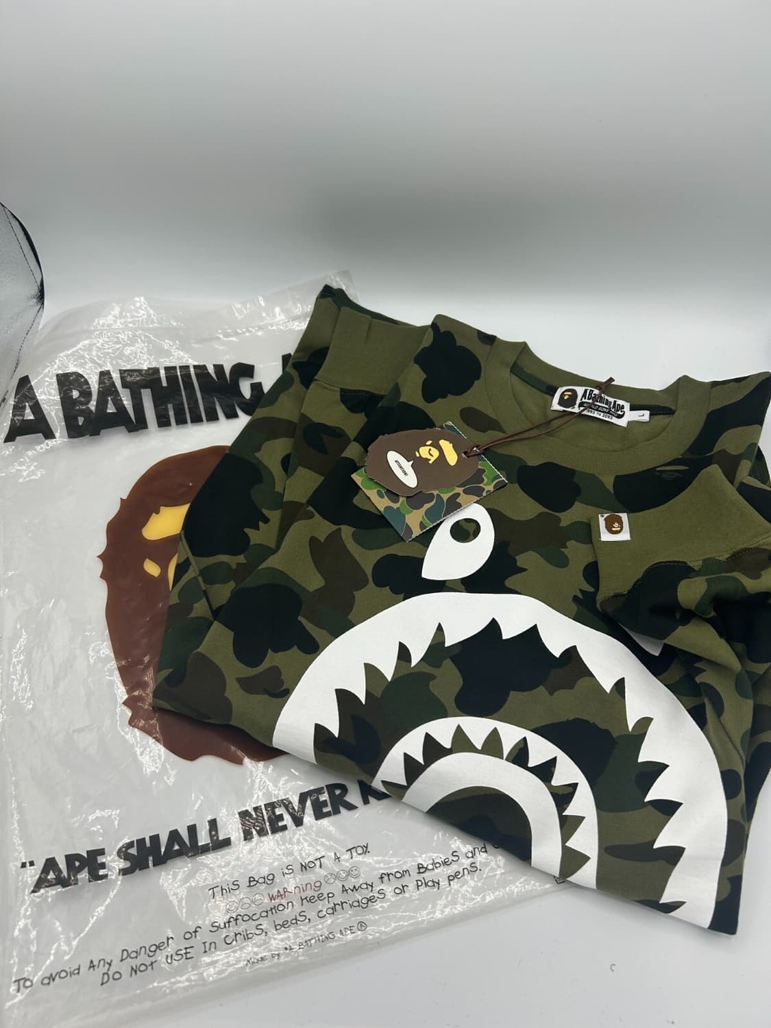 베이프 1st 카모 샤크 로고 롱슬리브 티셔츠 녹계 L 상품이미지1
