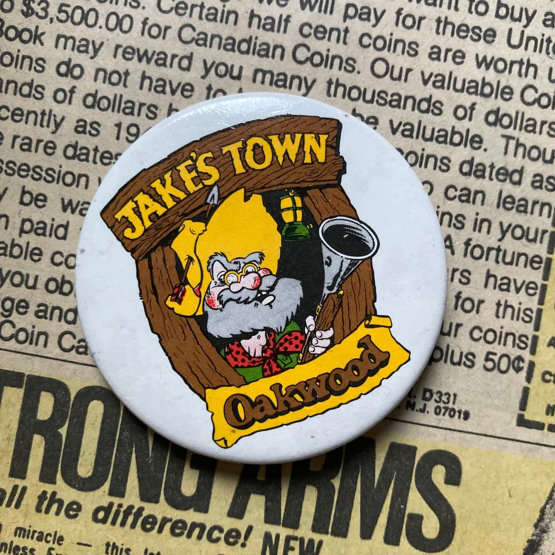 빈티지 jake's town 프린팅 핀 버튼 뱃지 브로치 악세사리 상품이미지1