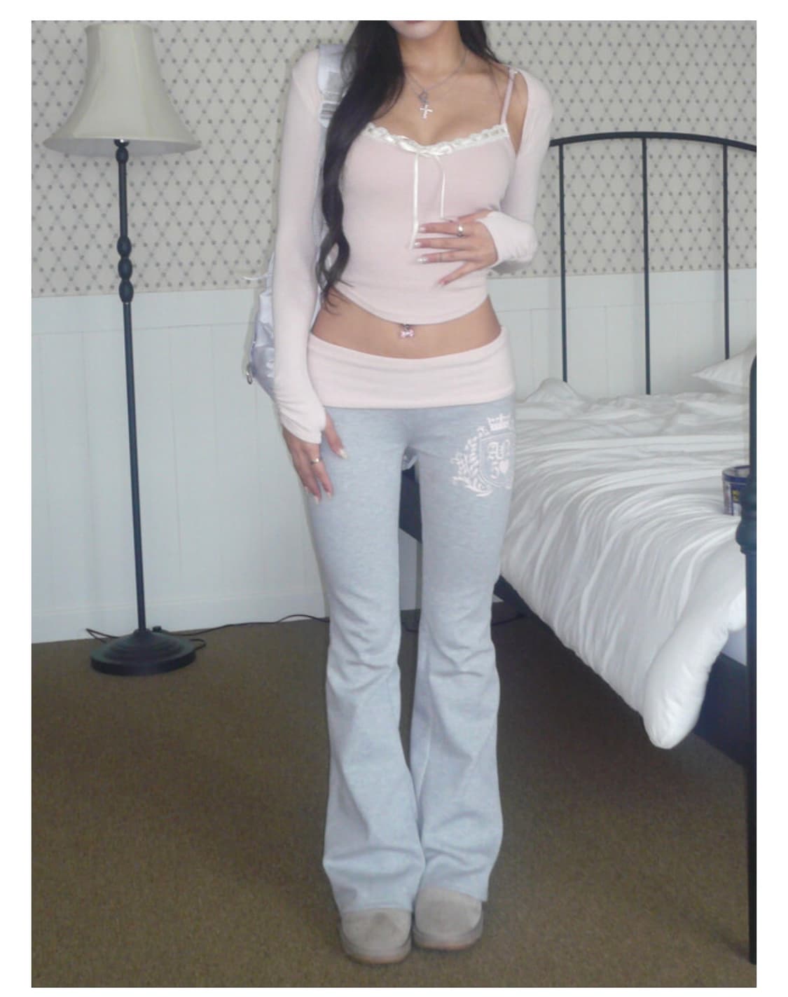 엔젤넘버 555 부츠컷 팬츠 그레이 판매합니다 상품이미지1