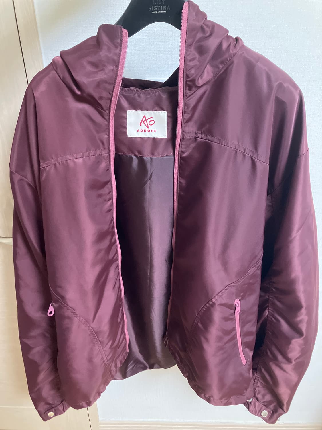 애드오프 버건디 바람막이 윈드브레이커 후드점퍼 자켓 상품이미지1