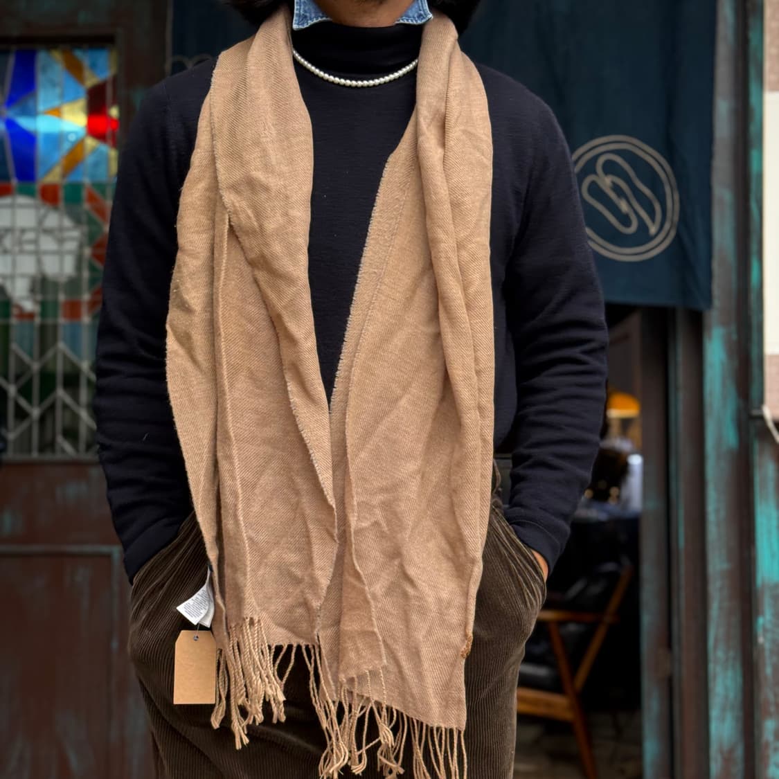 폴로 랄프로렌 도그 자수 울/코튼 머플러 상품이미지6