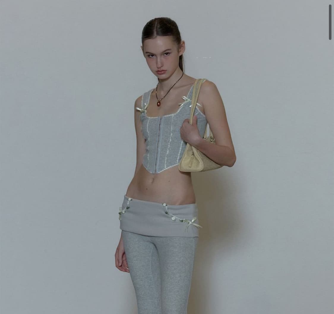 Rosy Terry Corset Top, Pants Gray 세트 상품이미지1