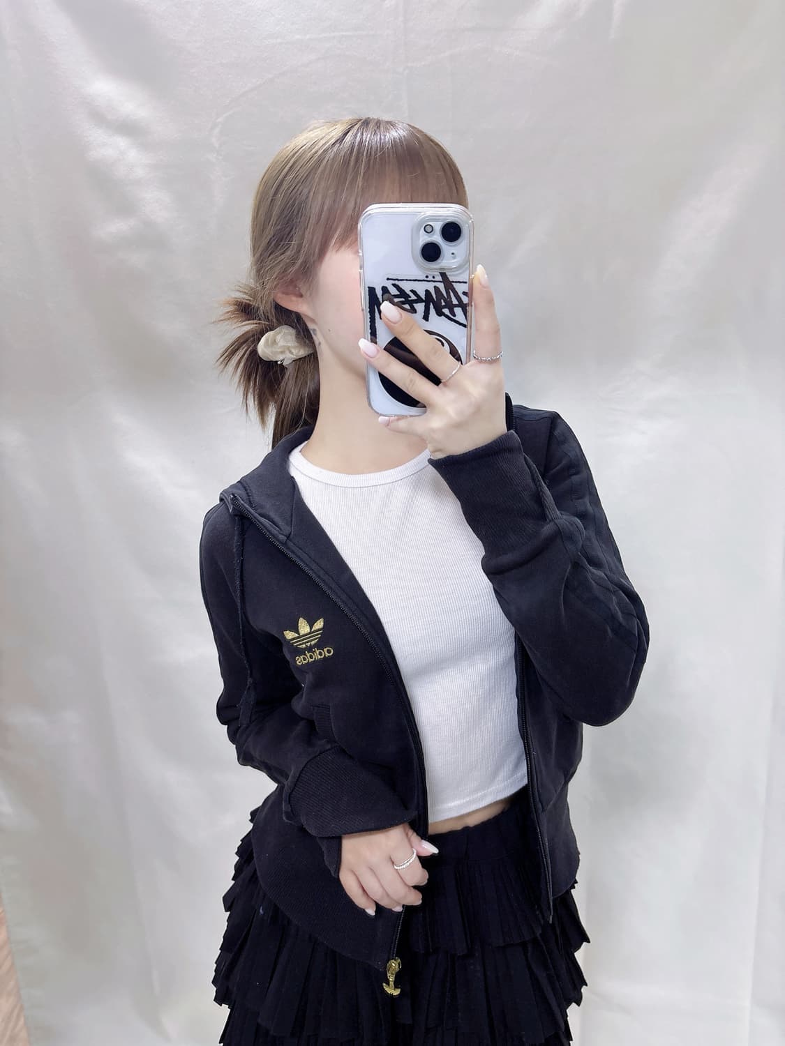 아디다스 블랙 빅로거 딱붙핏 후드집업  상품이미지1