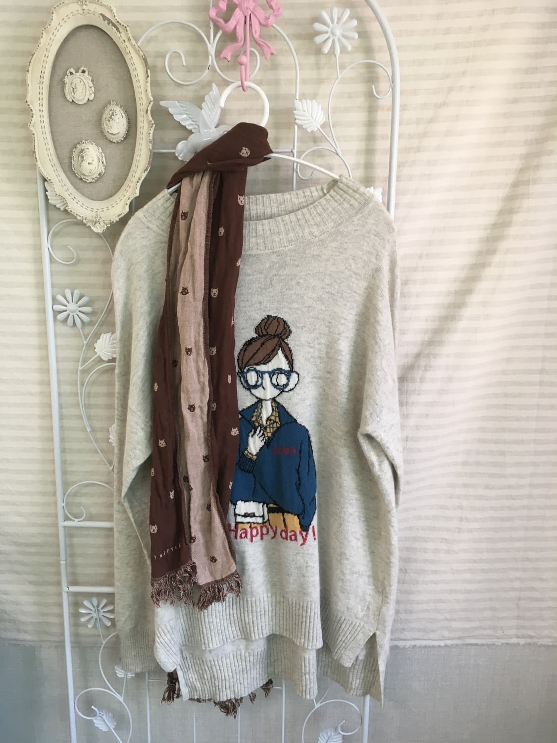 일본빈티지 너드니트 + 네코 머플러 상품이미지4