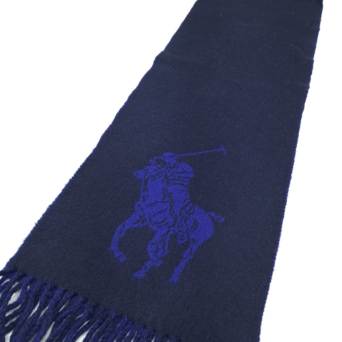 MX233 폴로 랄프로렌 다크네이비 블루 양면 버진울 목도리 머플러 상품이미지6