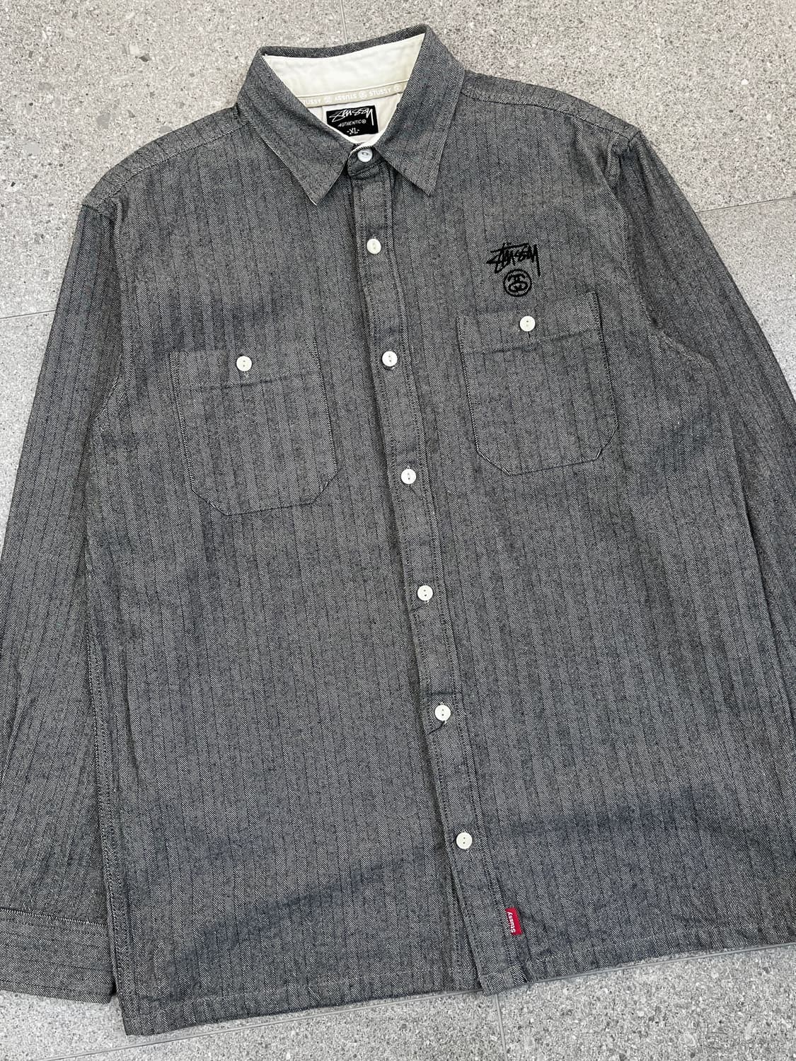 스투시 2000s SS 링크스탁로고 워크셔츠 상품이미지4
