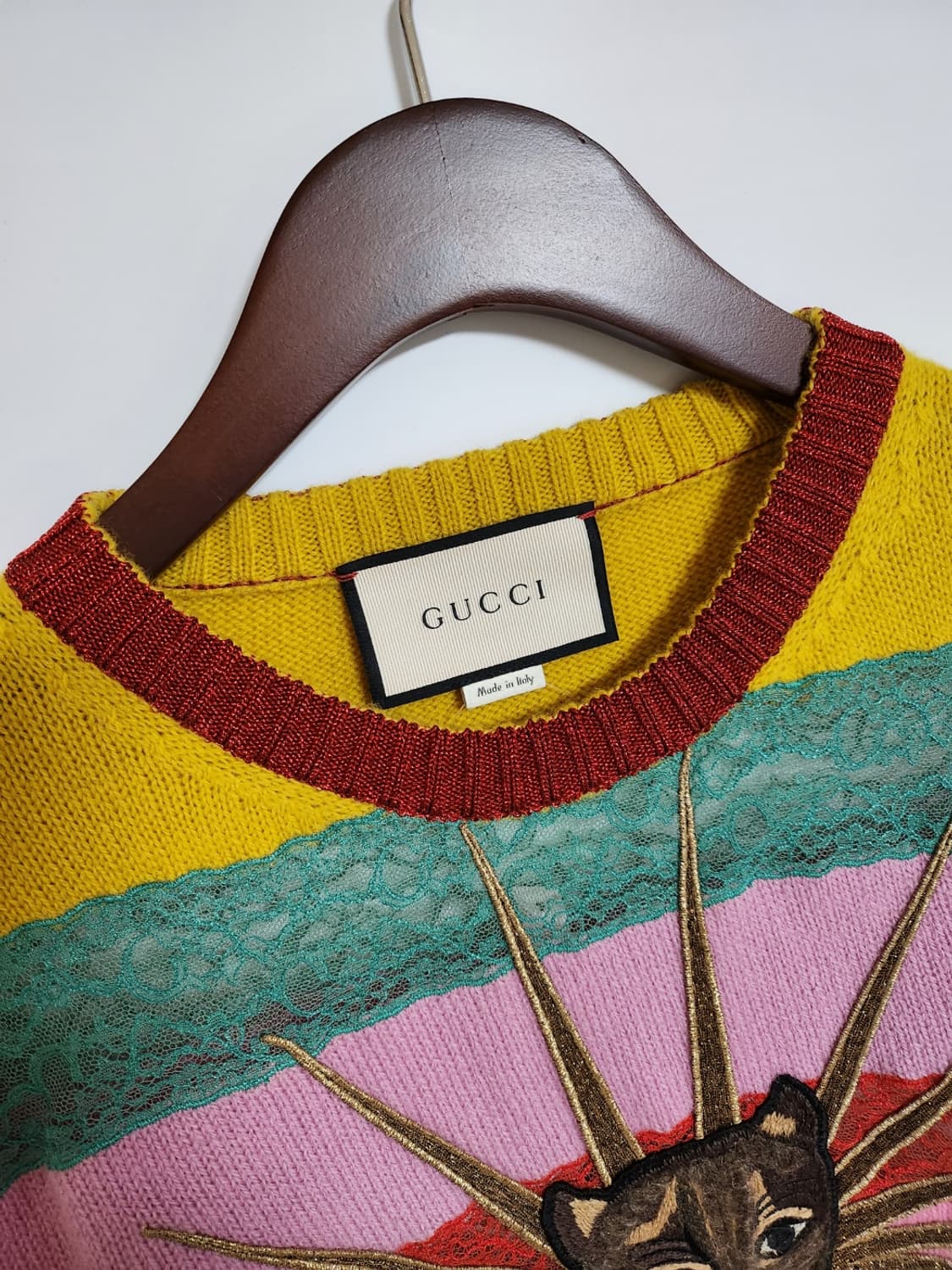 [L] 구찌 고양이 자수 레이스 여성 니트 457430 X5L48 상품이미지2