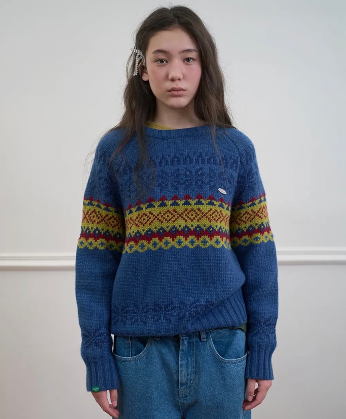 노컨텐츠 노르딕 패턴 스웨터 _ 블루 상품이미지1