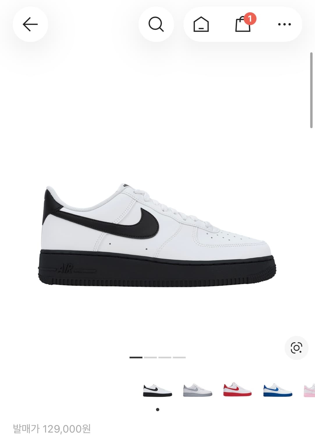 나이키 에어포스 1 로우 화이트 블랙 미드솔 290 새상품 상품이미지1