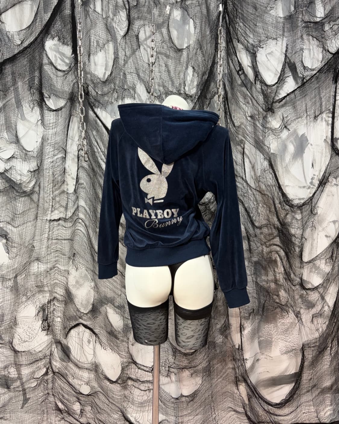 play boy bunny Velvet Glitter Hoodie Zip 상품이미지4