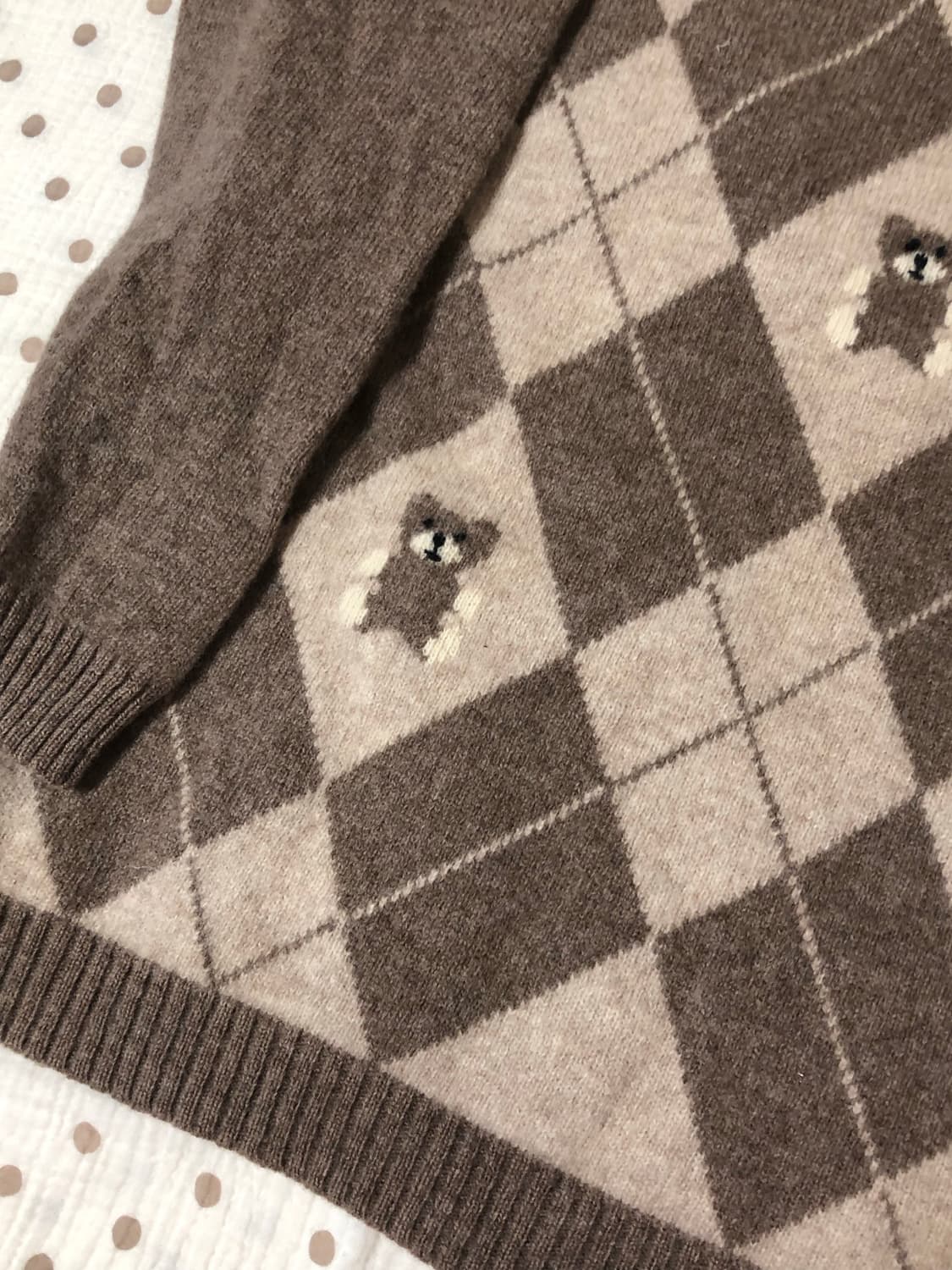 빈티지 초코 아가일 곰돌이 목폴라니트 상품이미지3