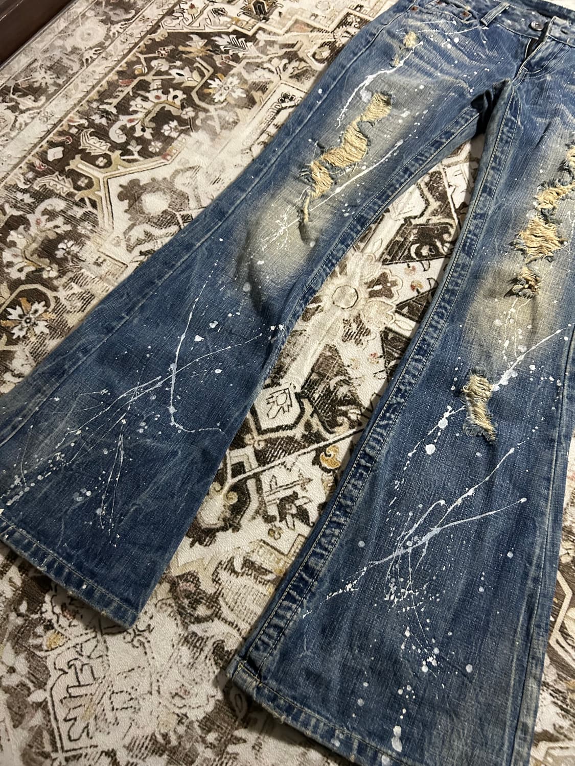 y2k grunge painted bootscut denim 상품이미지5