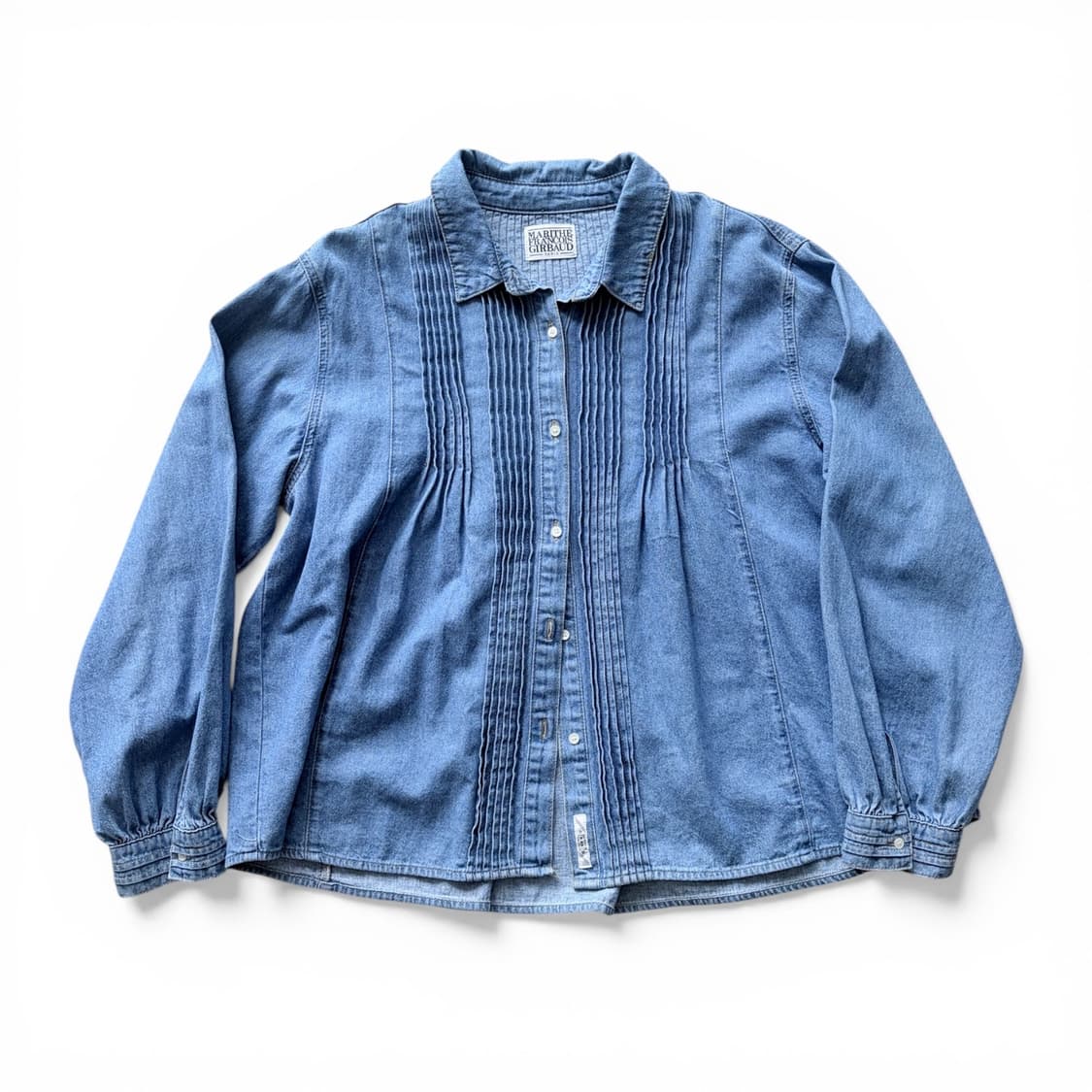 마리떼 데님 핀턱 블라우스 (차정원 데님셔츠) 상품이미지3