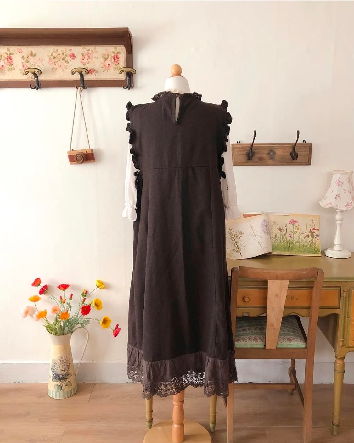 빈티지 유럽 슬리브리스 원피스 상품이미지5