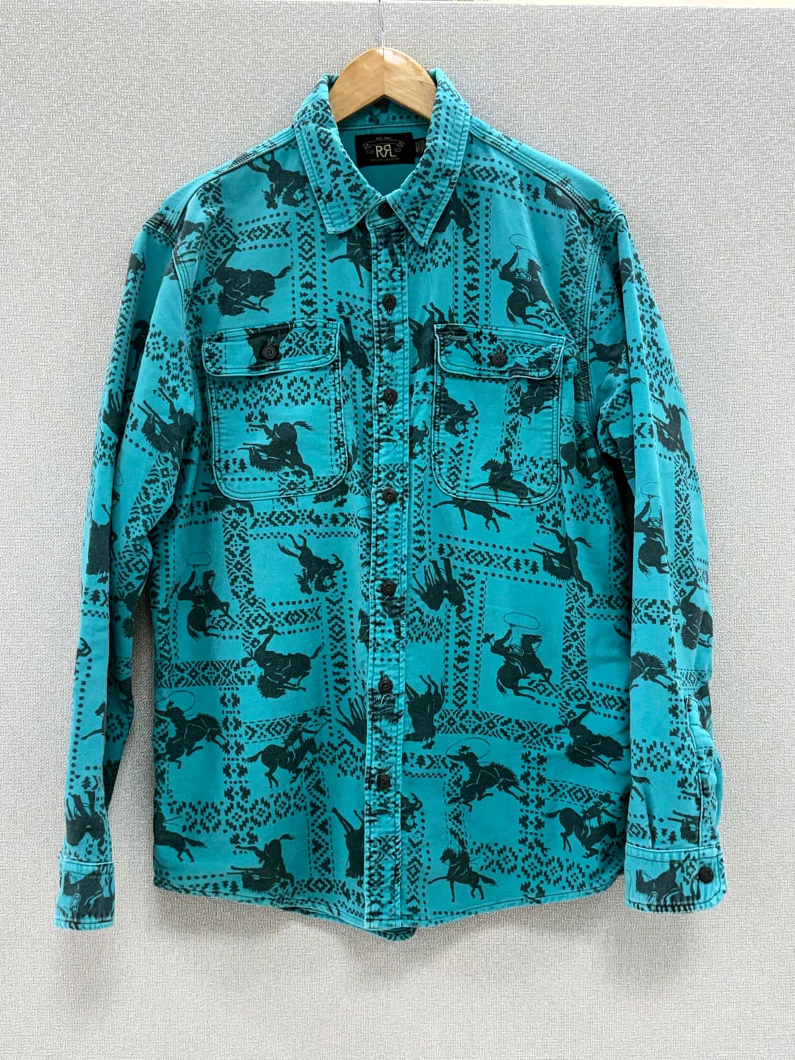 더블알엘 웨스턴 프린트 몰스킨 워크셔츠 / L 상품이미지1