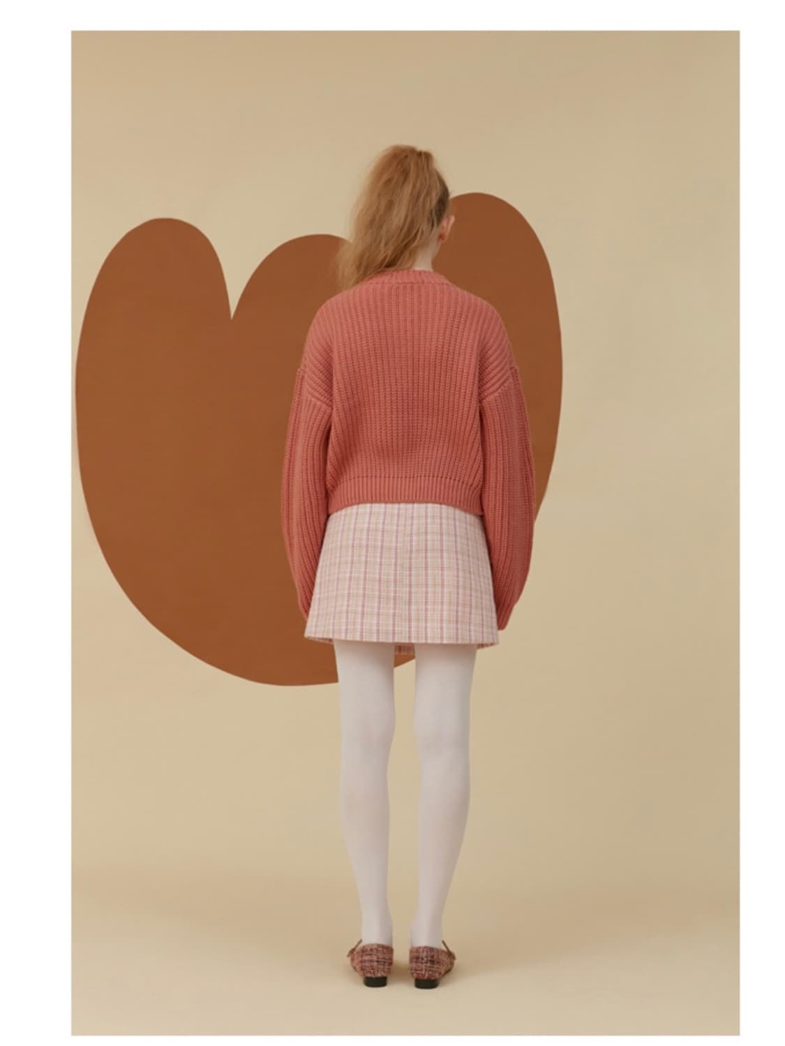 oioi 오아이오아이 컬렉션 케이블 라운드 커브 퍼프 핑크 니트 가디건 상품이미지5