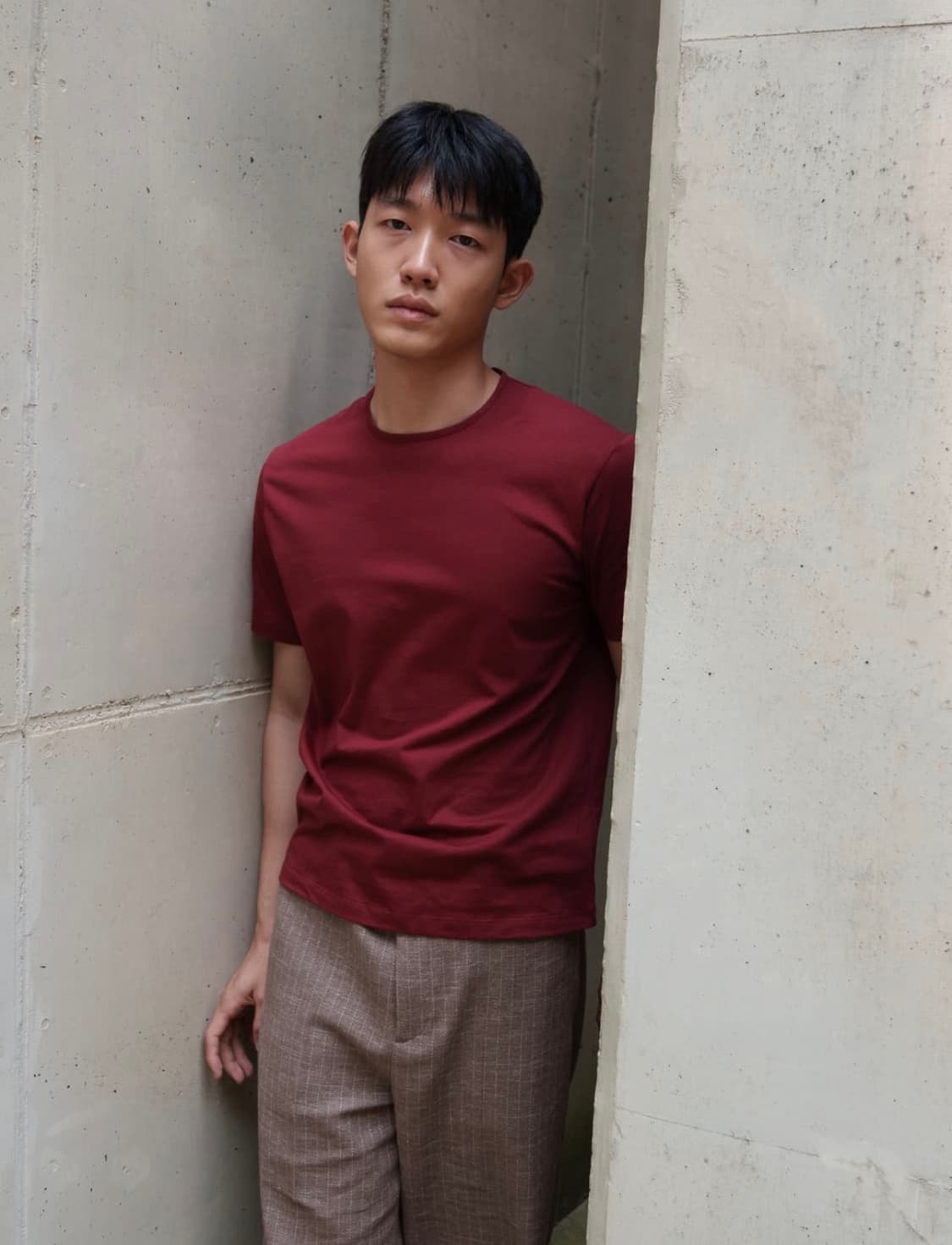Socioshop 에센셜 크롭반팔 버건디 상품이미지1