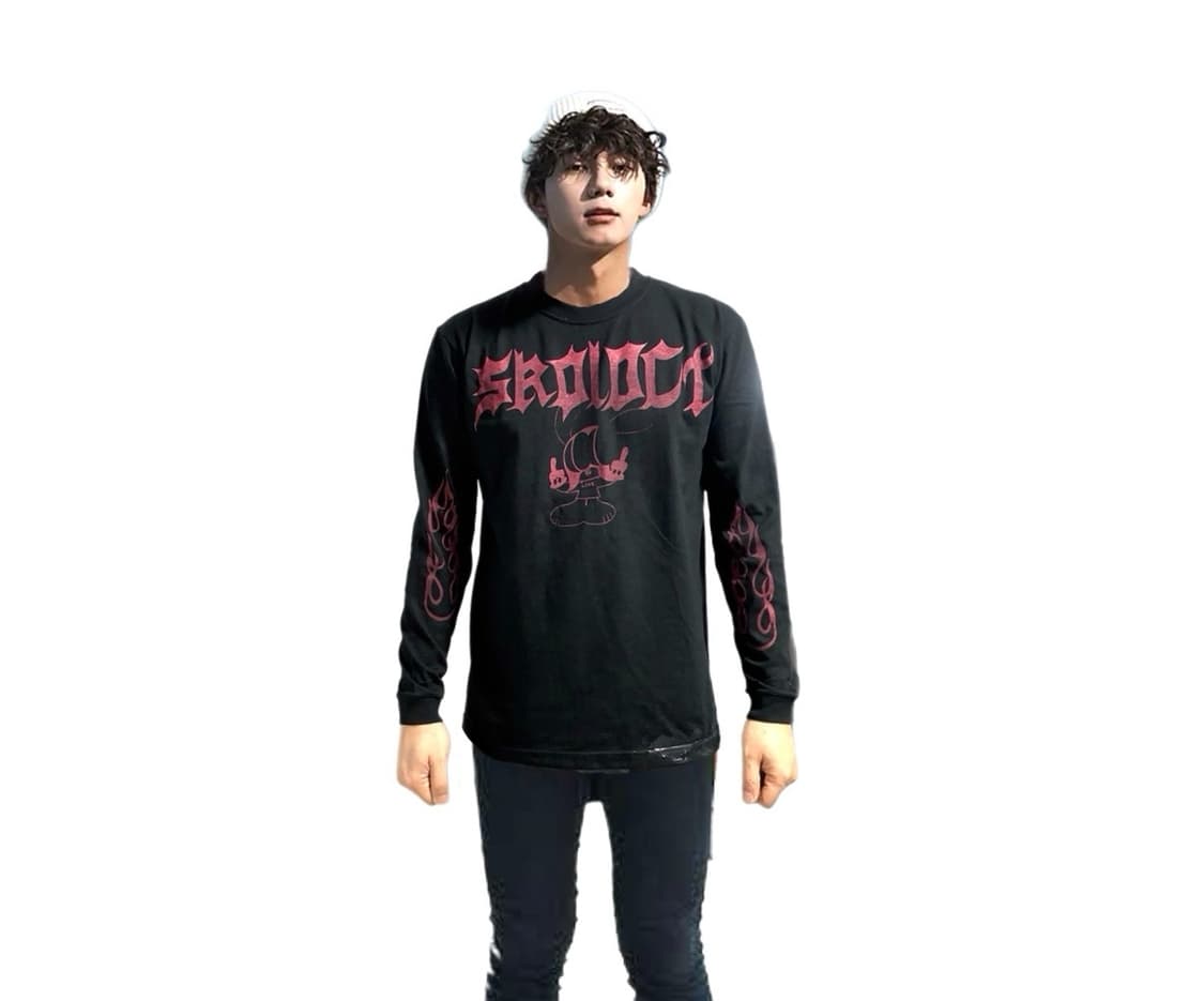 Skoloct 쌍 퍽유 🖕🏻🖕🏻핑크로고 블랙/ 핑크 롱슬리브 상품이미지1