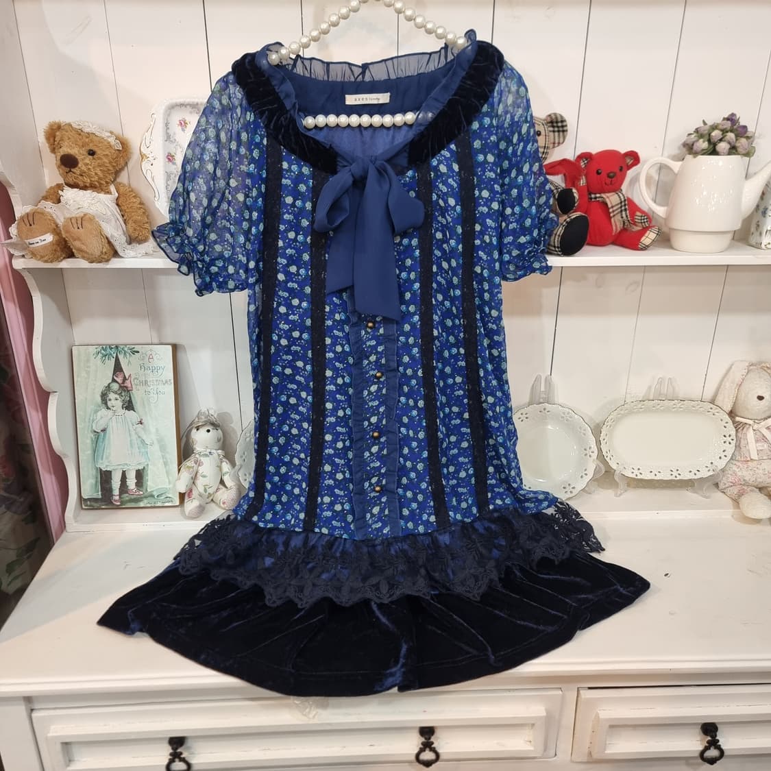 엑시즈팜(axes femme) 딥네이비 플로럴  원피스 상품이미지4