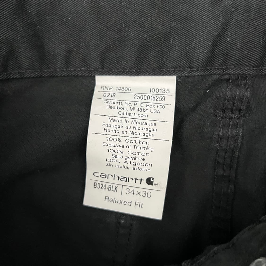 칼하트 B324-BLK 릴렉스드 워크 팬츠 블랙 상품이미지6