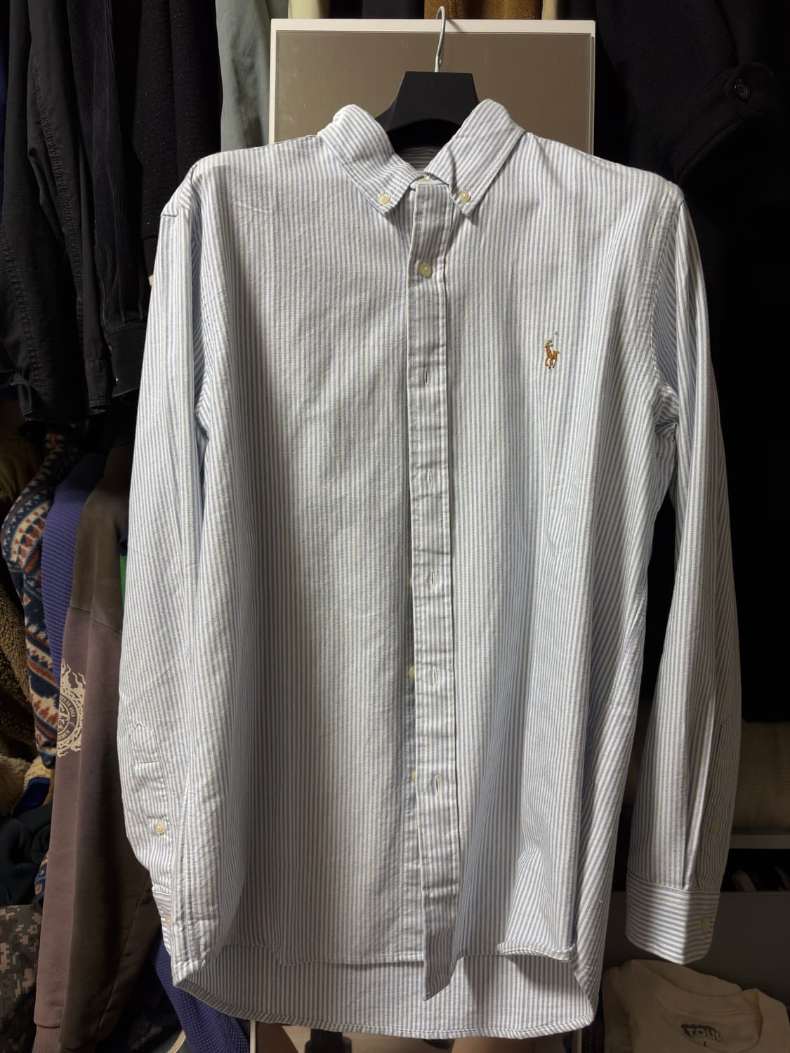폴로 옥스포드 블루 스트라이프 셔츠 클래식핏 M 상품이미지1