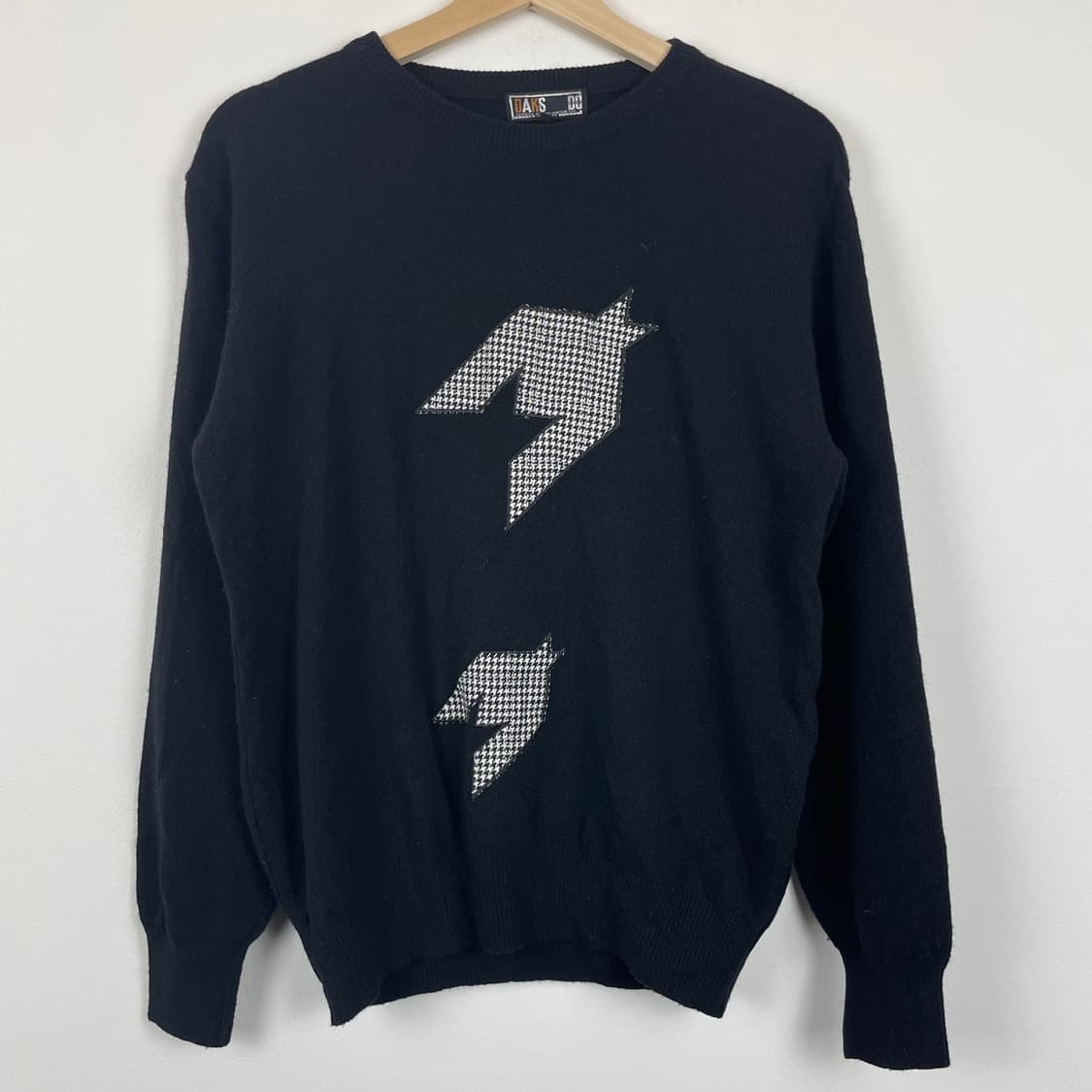 DAKS 울 100% 하운드투스 체크 패턴 포인트 니트 상품이미지1