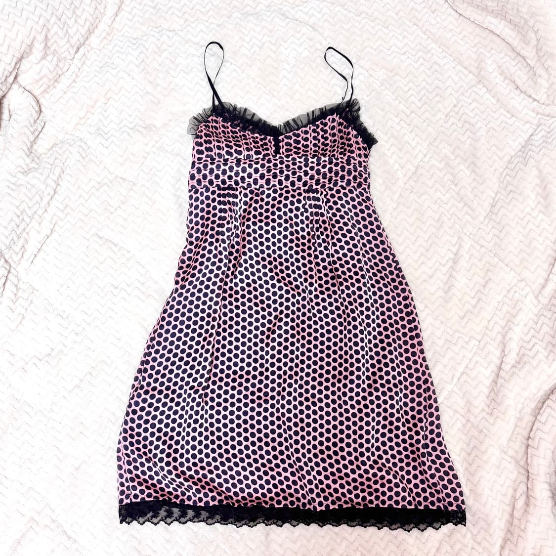 갸루 핑크 레이스 도트 원피스 땡땡이 상품이미지4