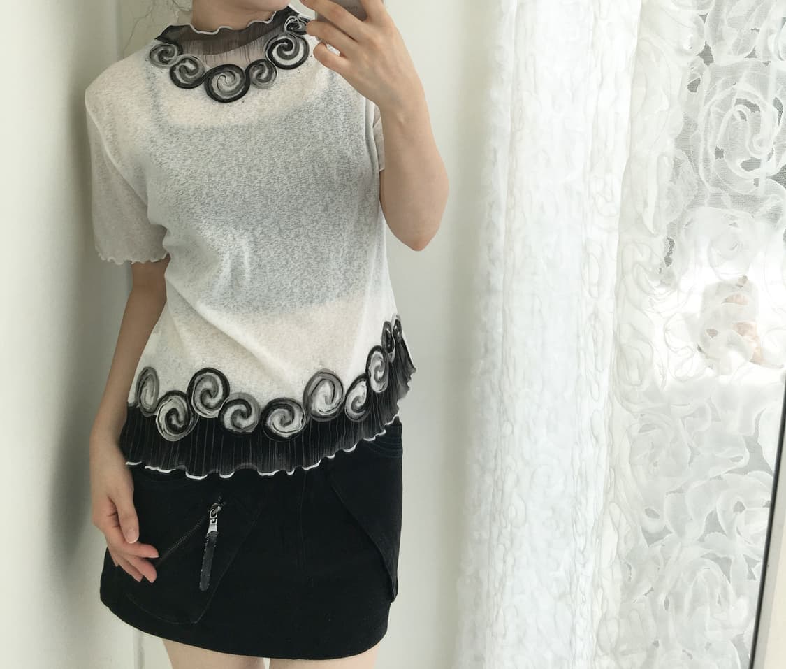 spiral mesh see-through top 상품이미지3