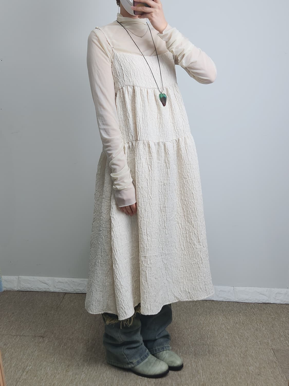 캉캉 주름 롱 원피스 상품이미지5