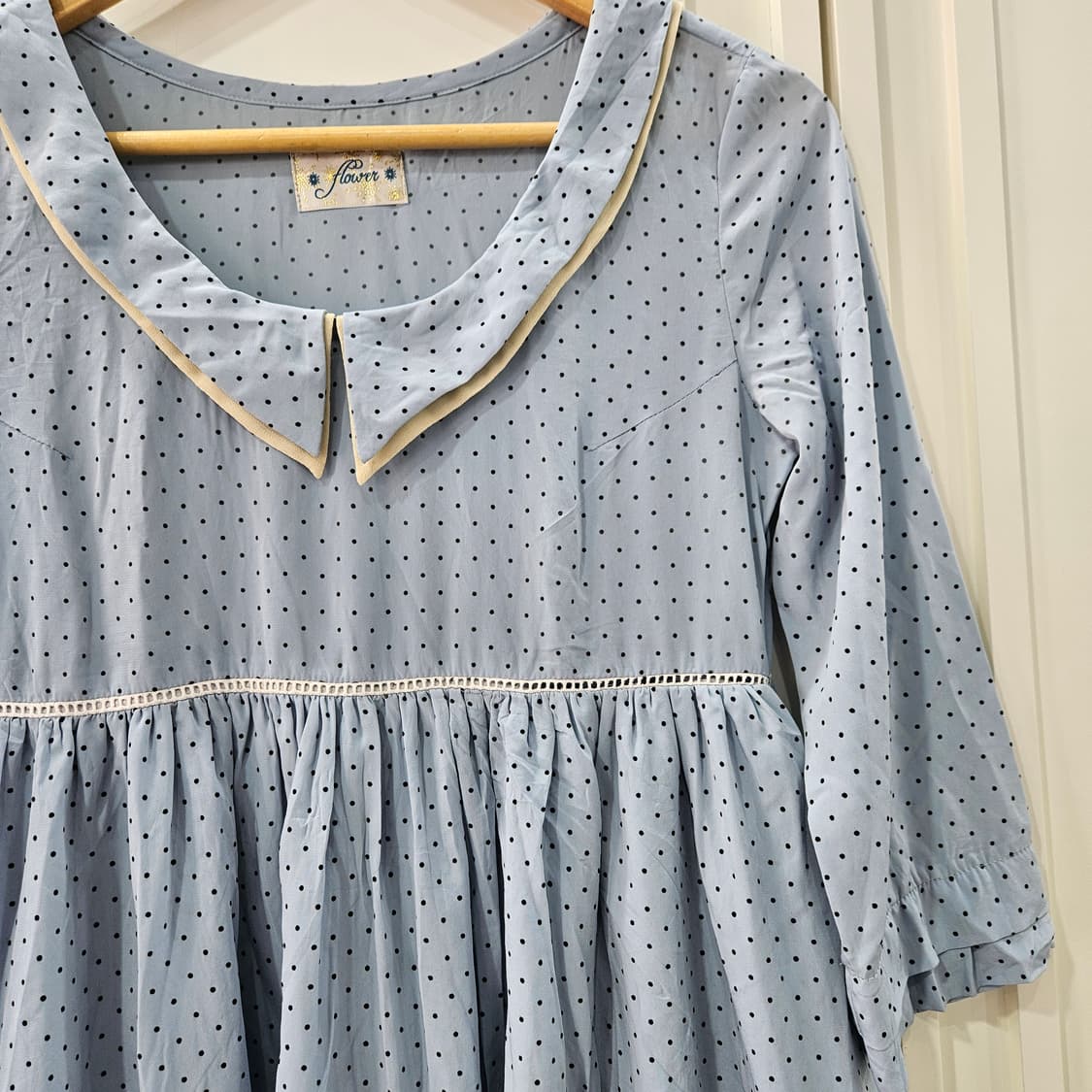 도트 세일러카라 원피스 상품이미지3