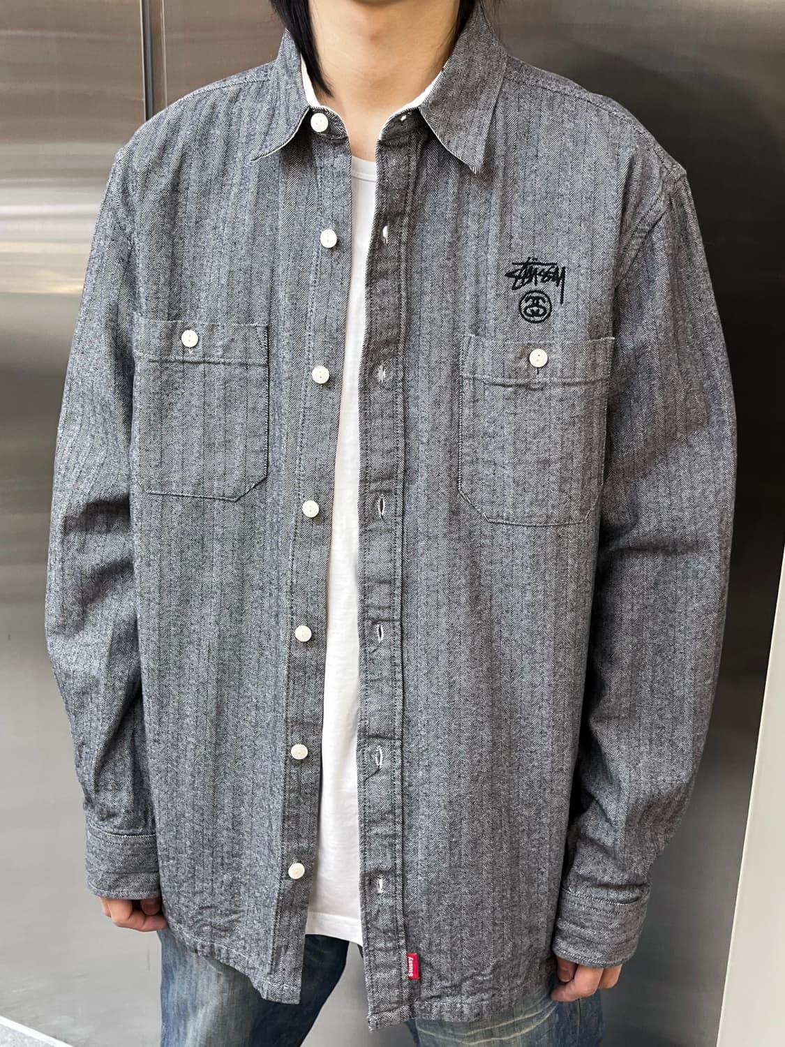 스투시 2000s SS 링크스탁로고 워크셔츠 상품이미지2