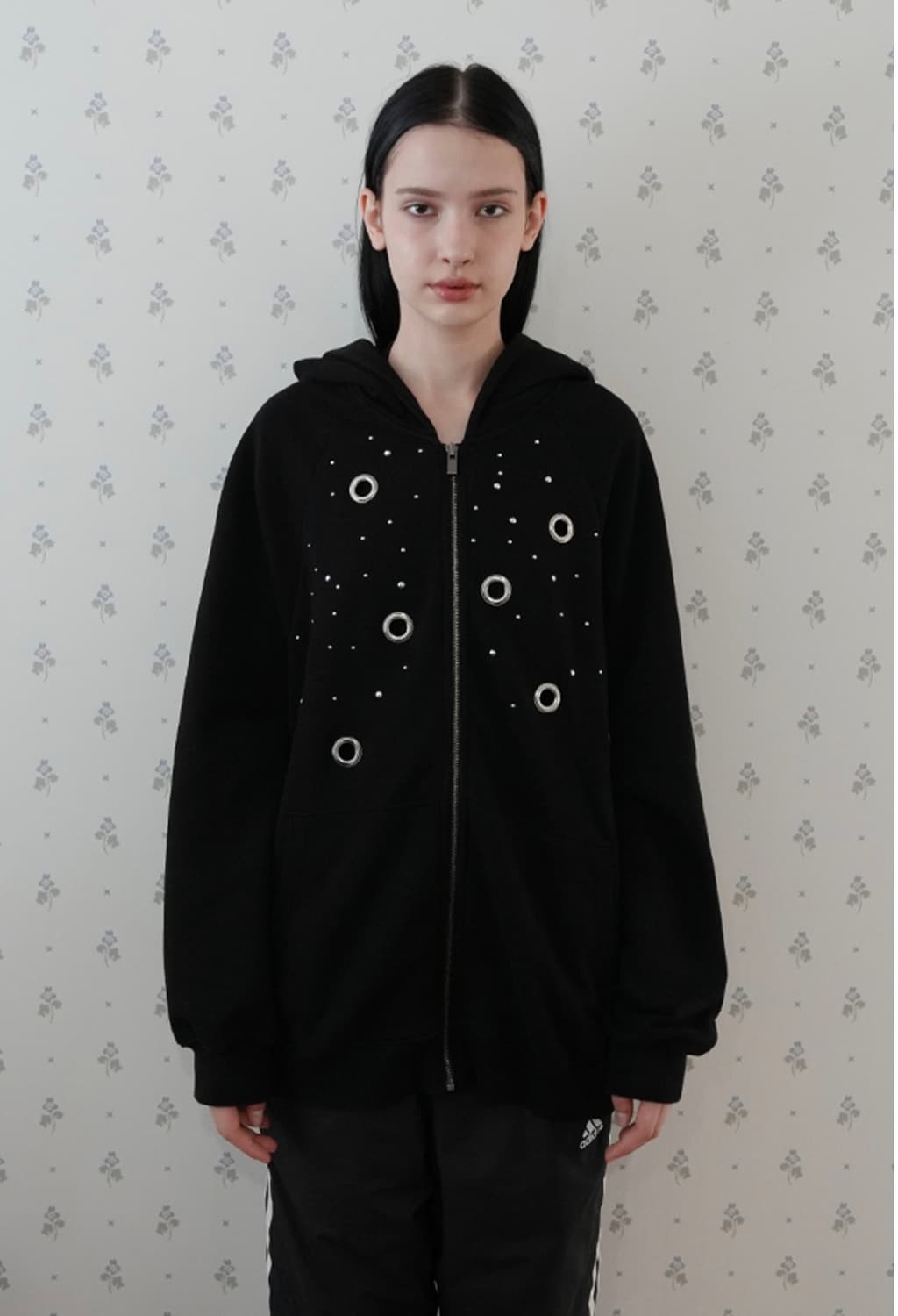 페인츄얼 써클 링 후드집업 블랙 상품이미지1