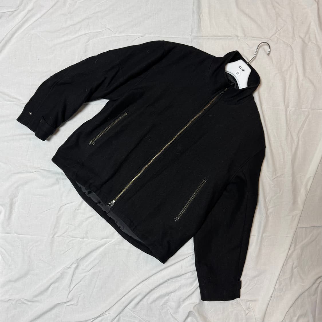 [쿠어] 울 스탠카라 집업 블루종 자켓 (블랙/S) 상품이미지1