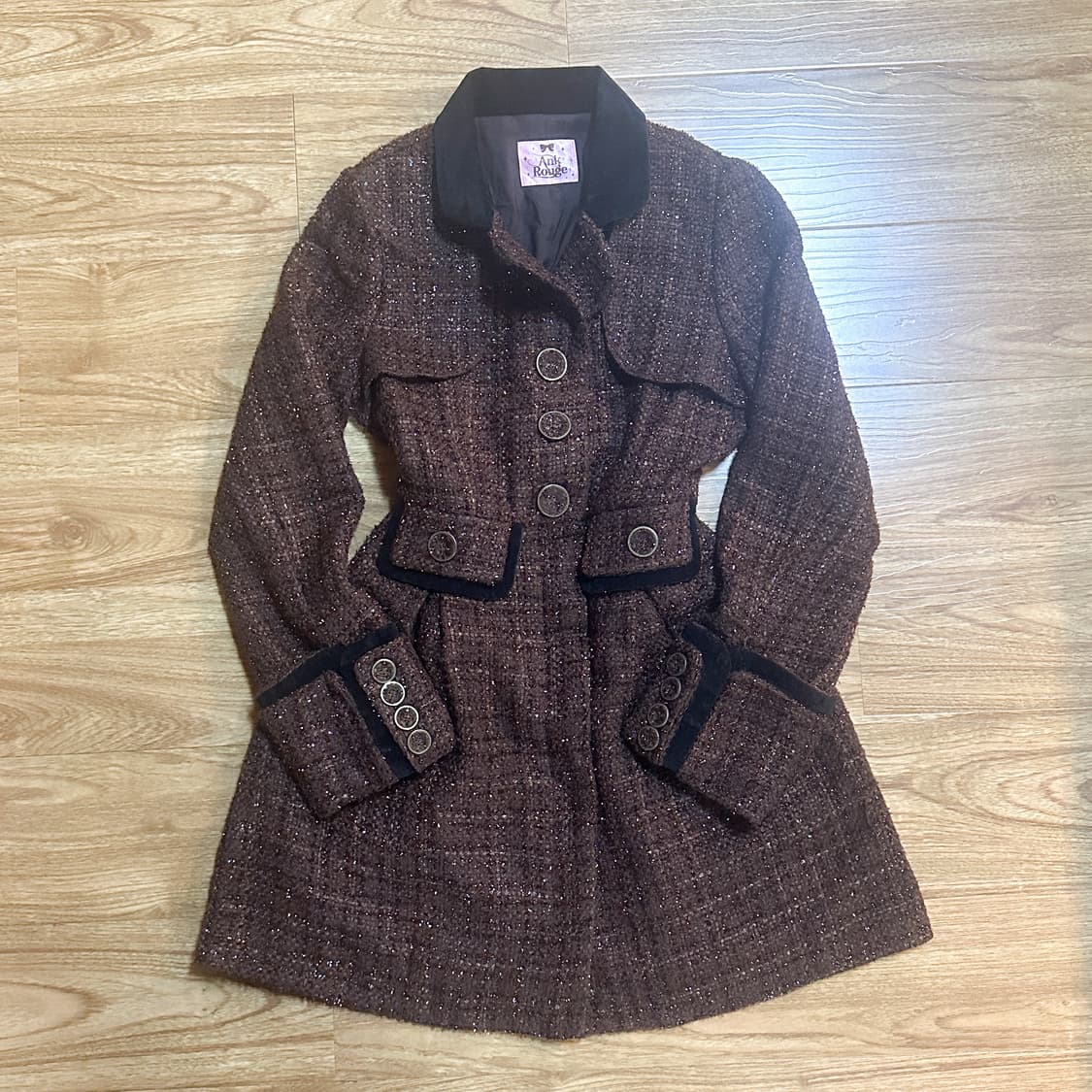 빈티지 앙크루즈 브라운 리본 코트 히메갸루 로걀 라떼 오네갸루 긱시크 상품이미지1