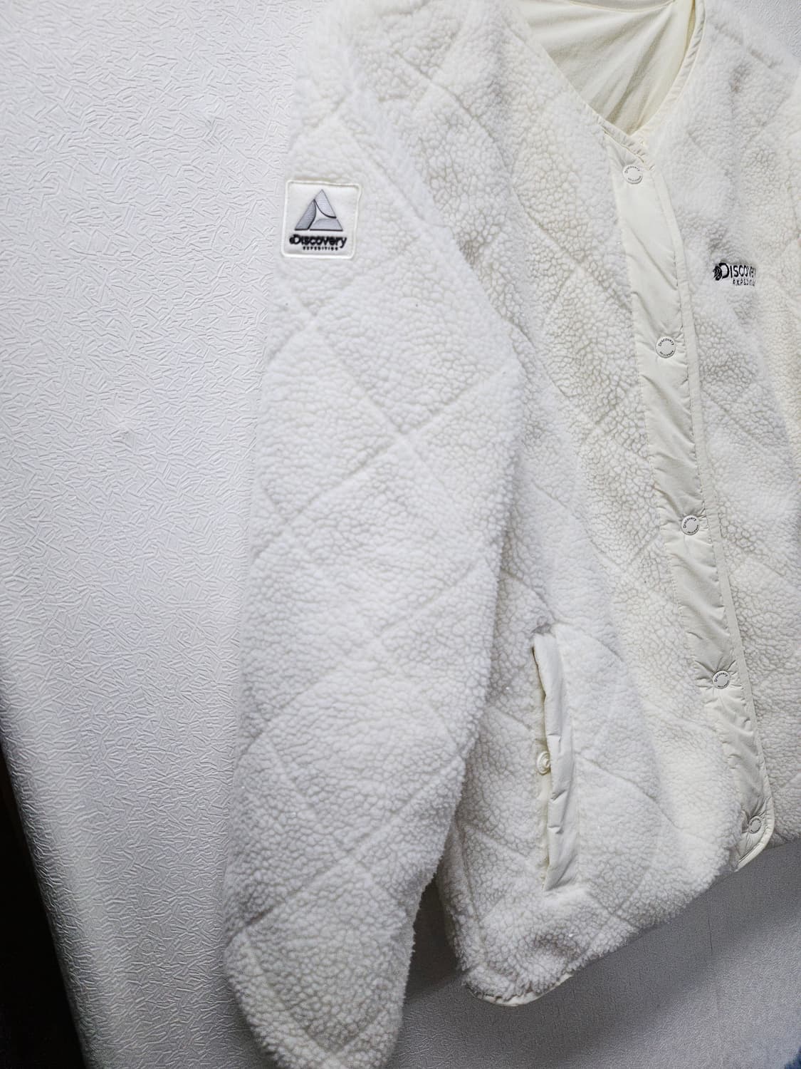 디스커버리 리버시블 라운드 퀼팅 여성 플리스 자켓 (CREAM) 90 상품이미지3
