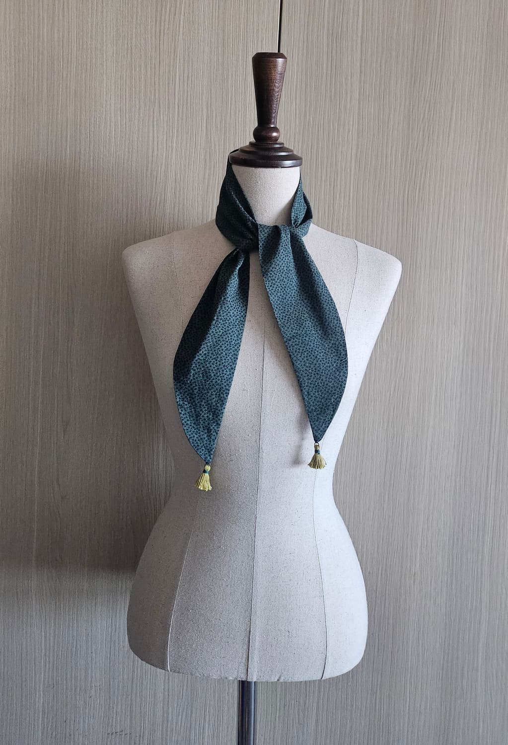 청담 편집샵 코튼 태슬 타이형 스카프 | 딥틸그린컬러 한복 감성 상품이미지3