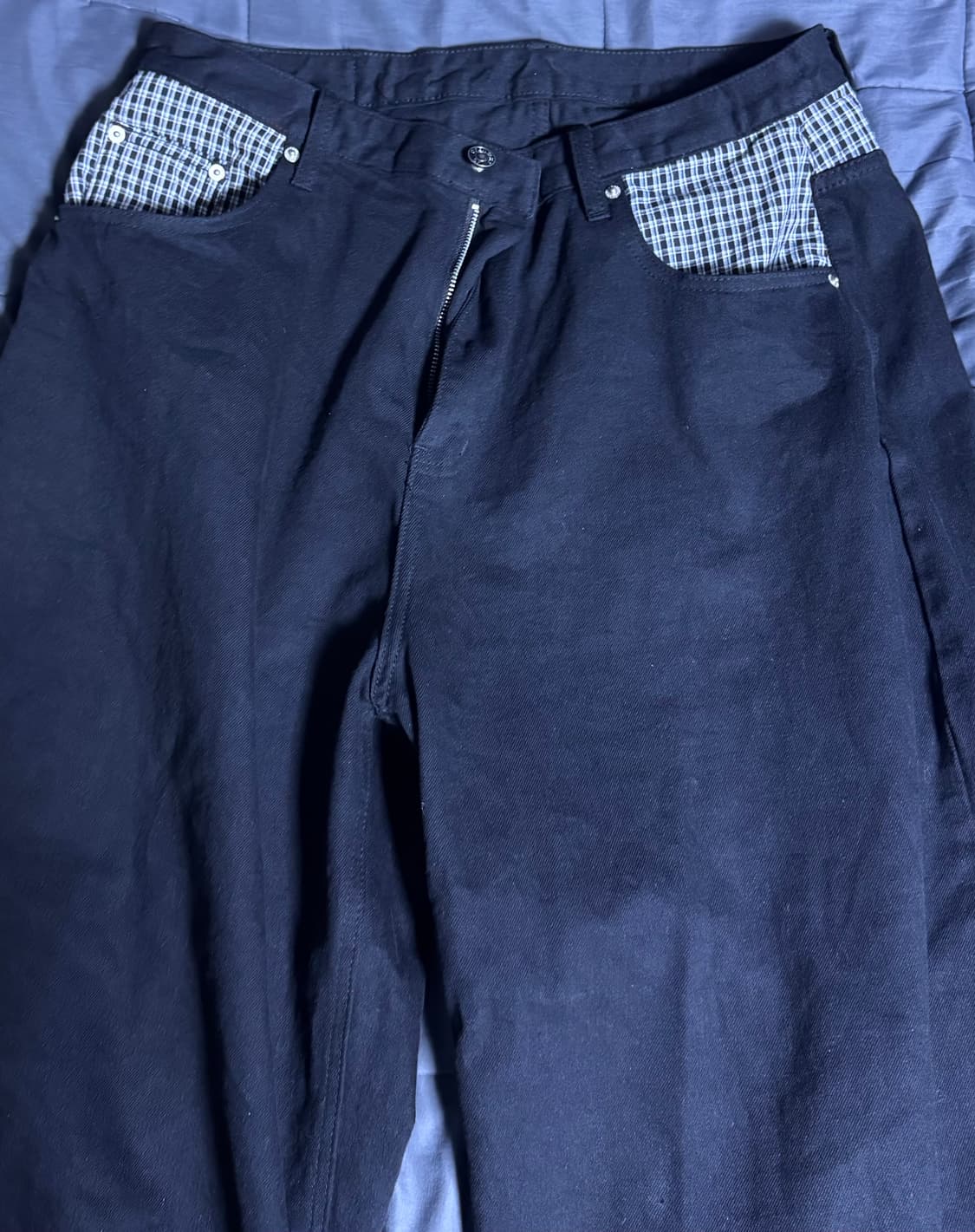 오와이 체크 와이드 팬츠 상품이미지3