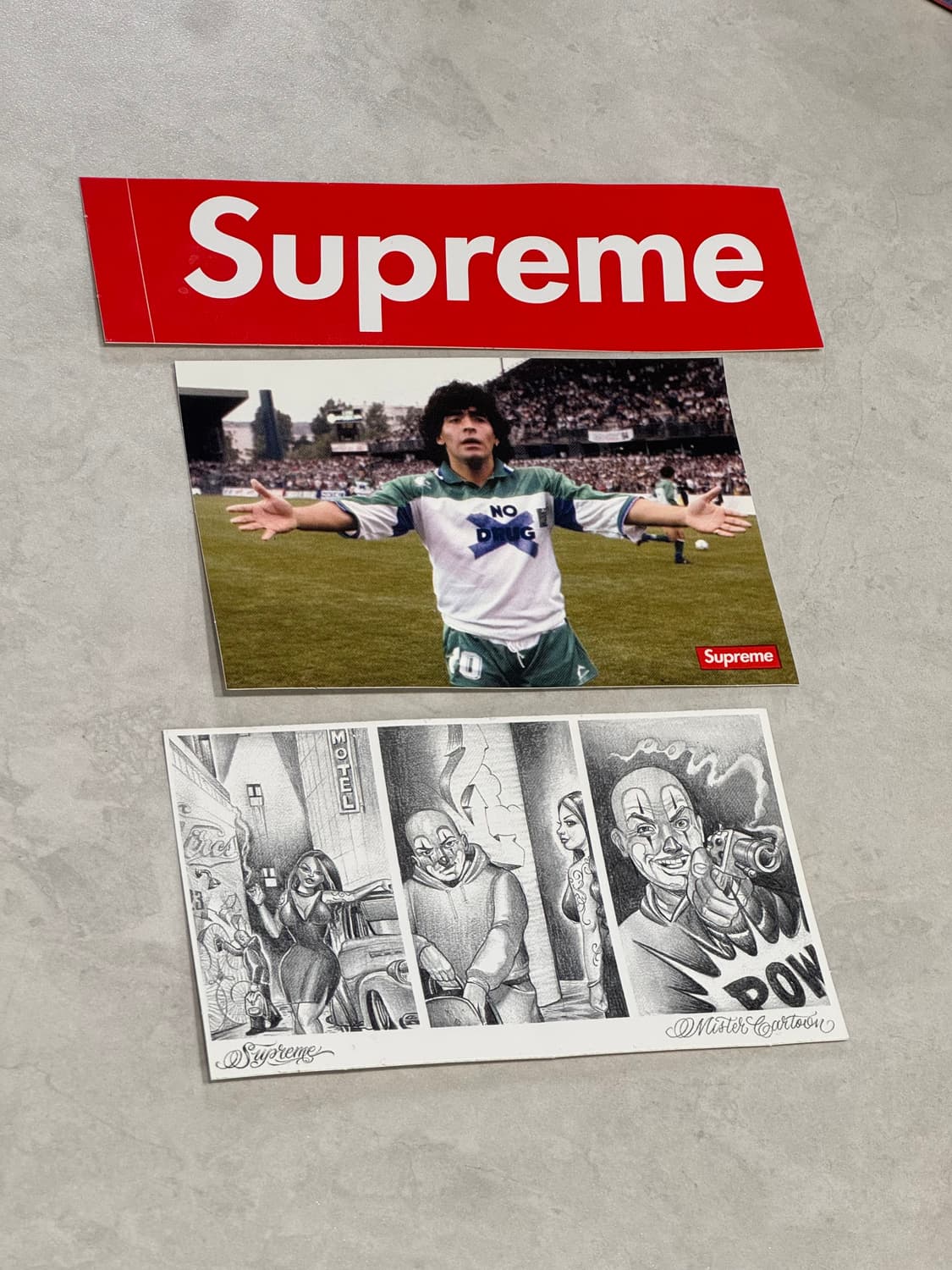 슈프림 마라도나 박스로고 미스터카툰 스티커 일괄 상품이미지1