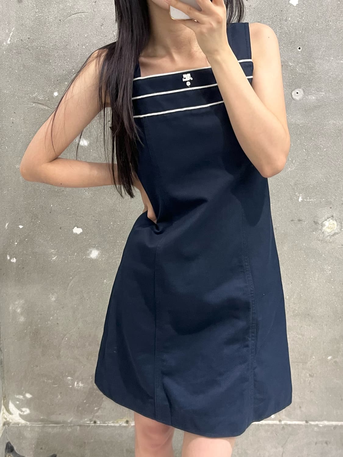 Courreges 꾸레쥬 네이비컬러 미디 원피스  상품이미지2