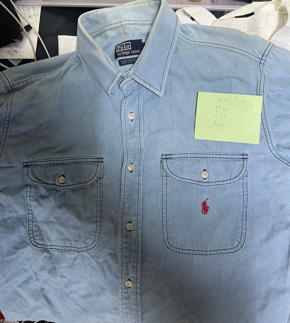 90s 폴로 데님 성조기 청남방 L 상품이미지7