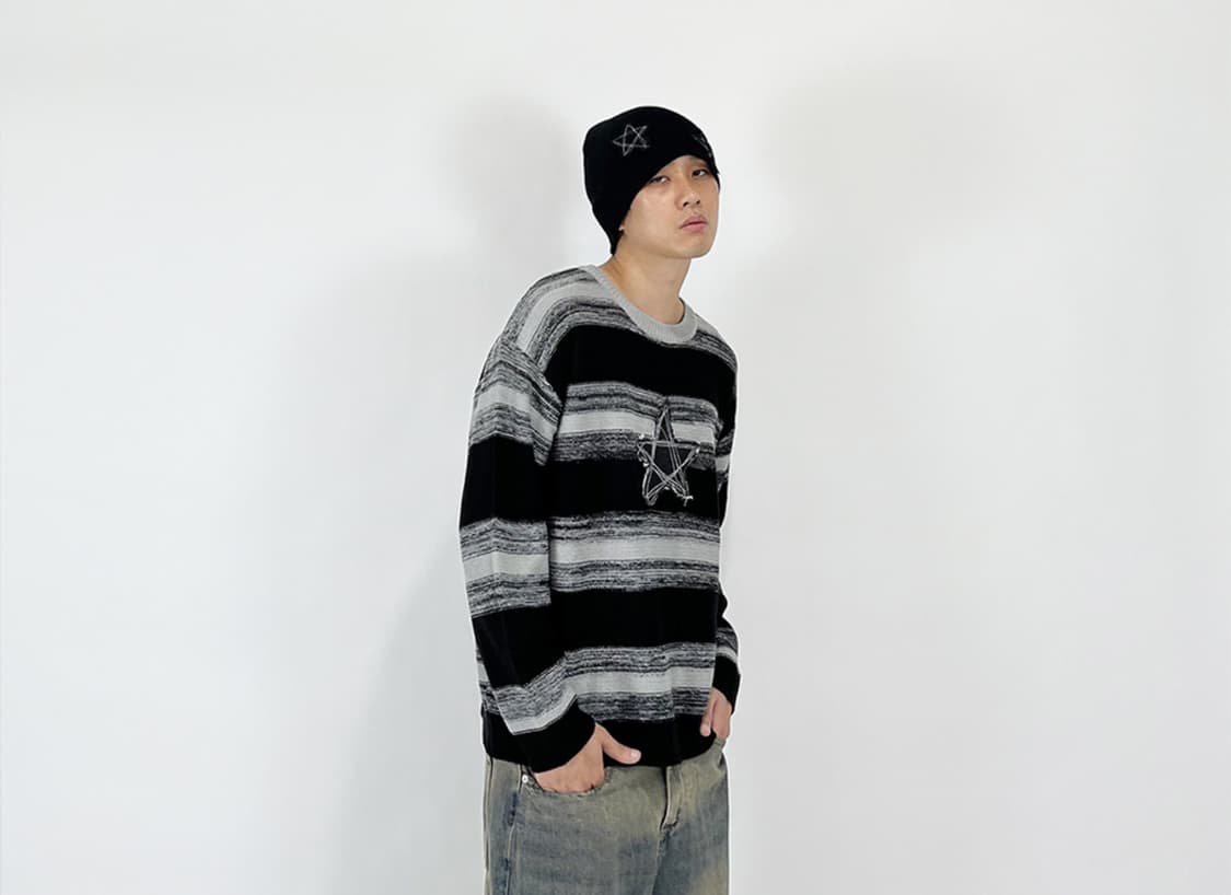 스케이터락 Star Shade Striped Knit Sweater 상품이미지1