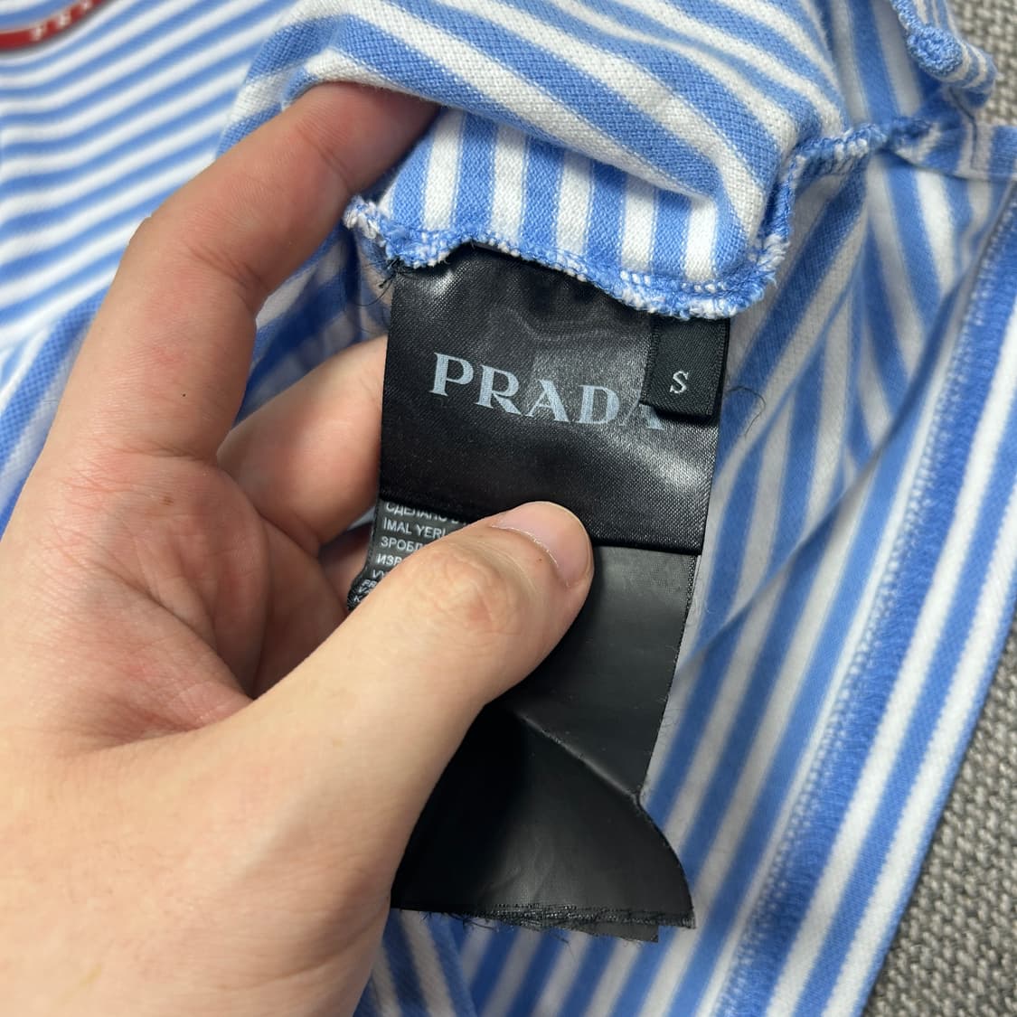 프라다 체스트로고 스트라이프 카라티(S) 상품이미지3